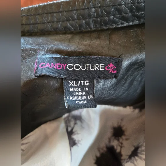 Candy Couture | Black Faux Leather Women's Jacket, Ptp 21" - Picture 4 of 10